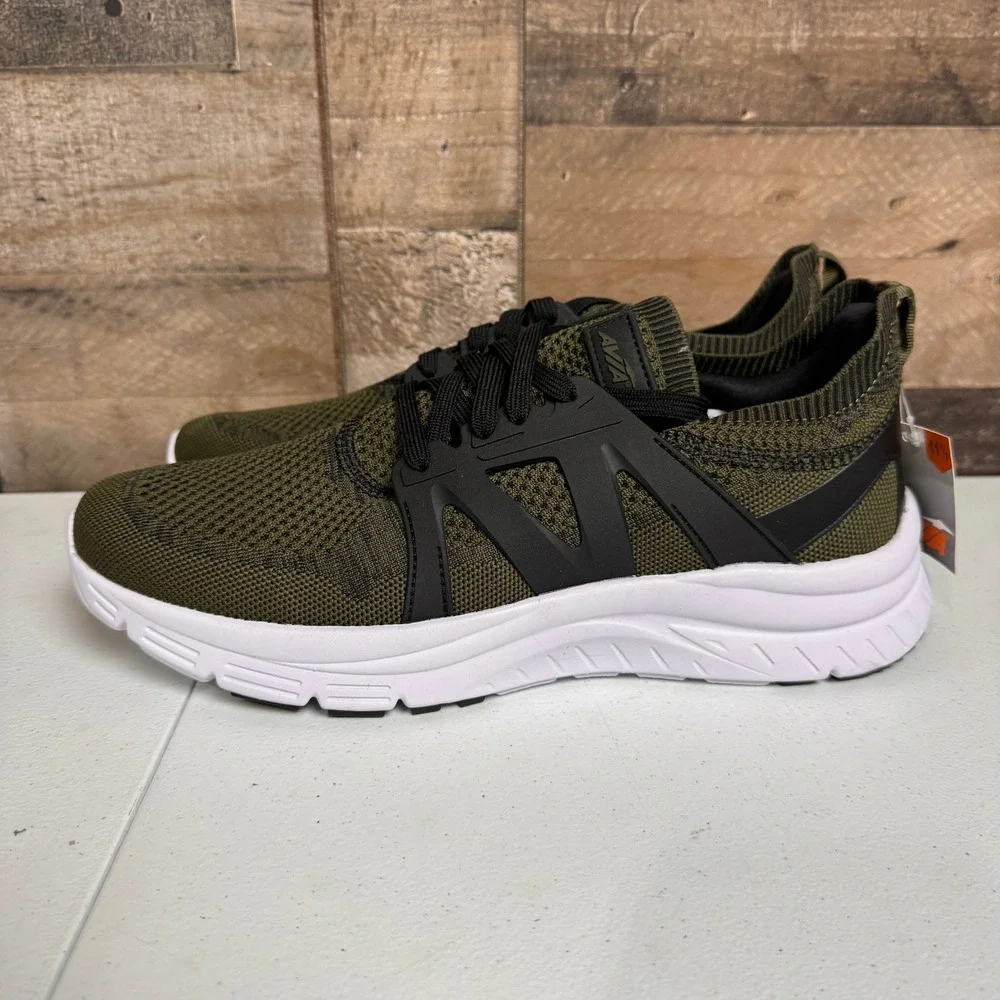 Avia Sneakers Mens 11.5 Olive Green Black Knit Athletic MNAI24CA059 Walking NEW